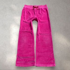 Pink Velour Wide Leg Pants